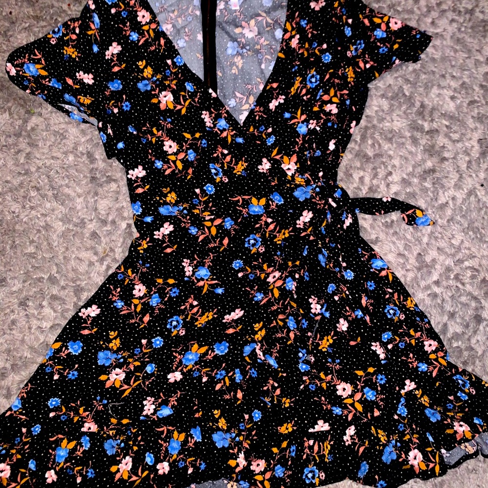 Xhilaration floral wrap above knee dress